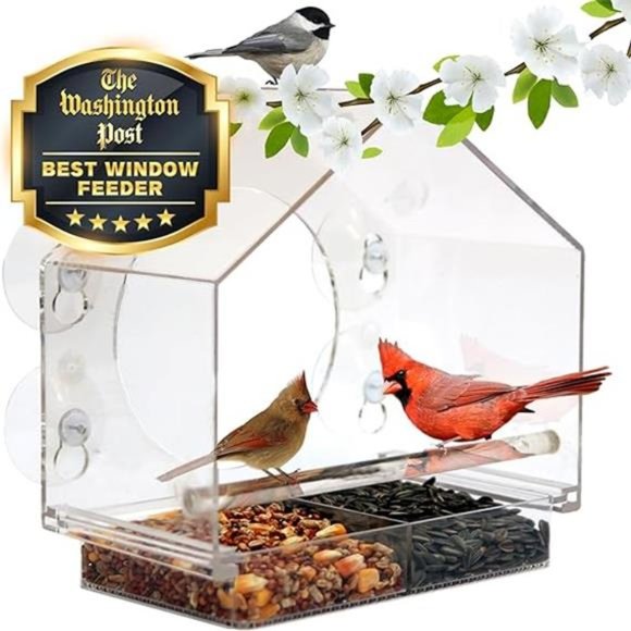 Transparent Acrylic Window Bird Feeder - Enhanced Suction Grip Bird Watching